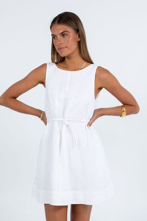 Lari Mini Linen Dress White
