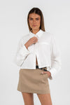 Jolie Mini Skirt - Beige Pinstripe