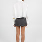 COMING SOON - Jolie Mini Skirt - Charcoal Grey Pinstripe