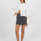 COMING SOON - Jolie Mini Skirt - Charcoal Grey Pinstripe