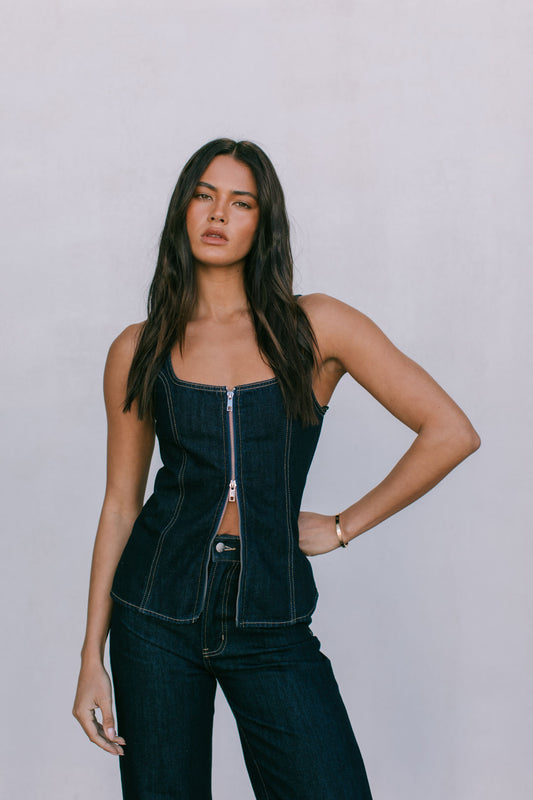 Ava Top - Indigo Denim