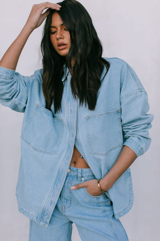 Ilou Denim Shirt - Light Wash Blue