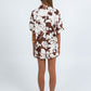 Petra Shirt - Chocolate Brown/Cream Floral Print