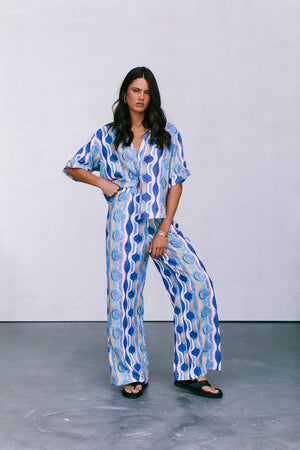 Santorini Pants - Greece Print