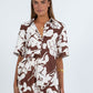 Ballie Short - Chocolate Brown/Cream Floral Print
