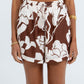 Ballie Short - Chocolate Brown/Cream Floral Print