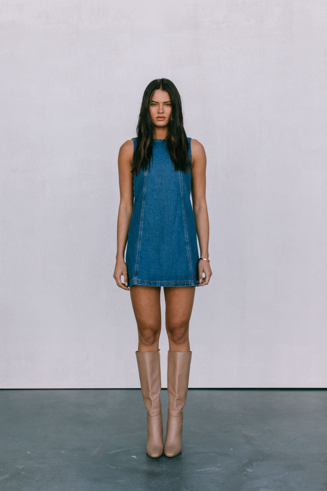 Blaire Mini Denim Dress Dark Blue Wash