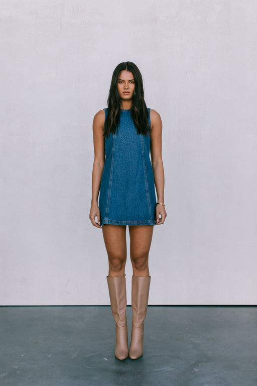 DISPATCH 07.05.25 - Blaire Mini Denim Dress - Dark Wash Blue