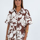 Petra Shirt - Chocolate Brown/Cream Floral Print