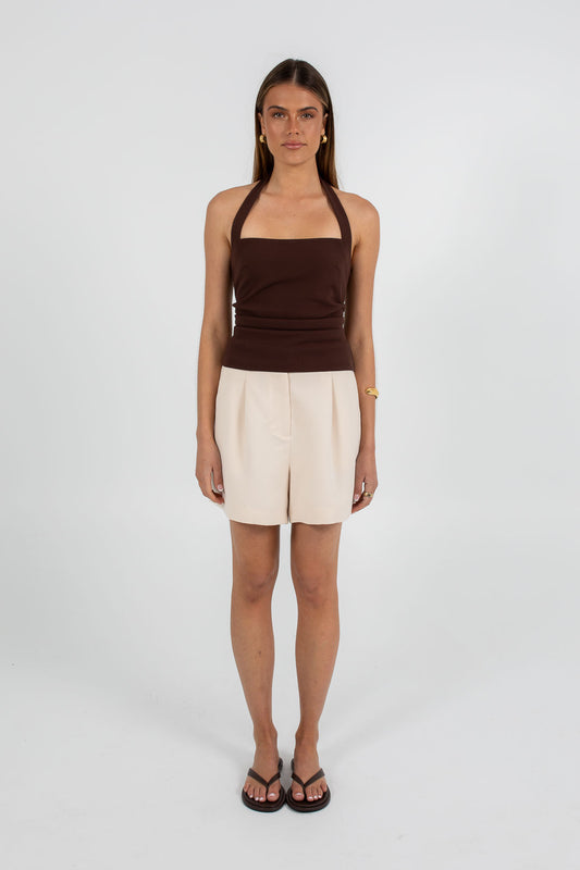 Rilee Halterneck Top - Chocolate