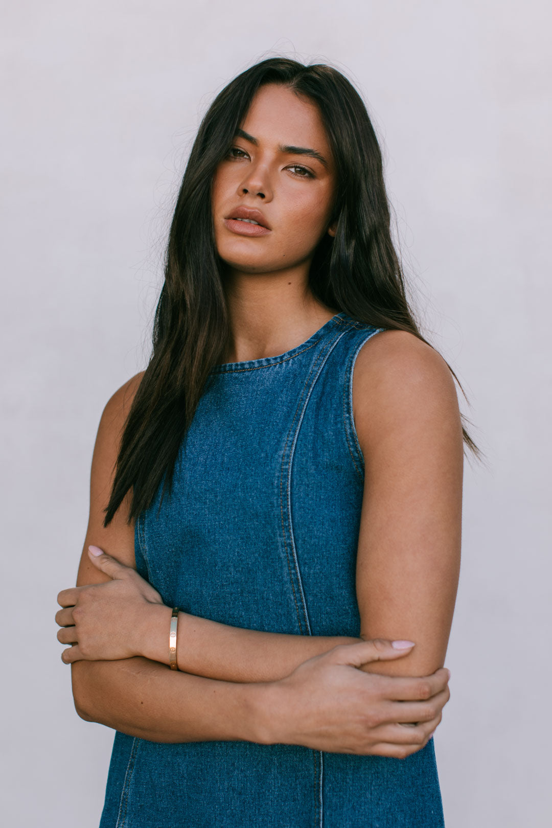 Blaire Mini Denim Dress Dark Blue Wash