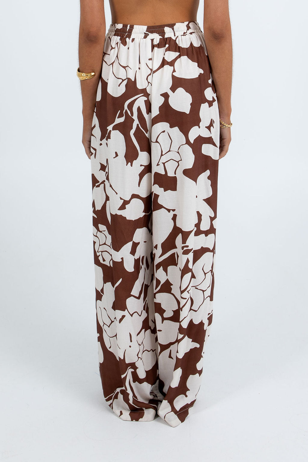 Matera Pants - Chocolate Brown/Cream Floral Print
