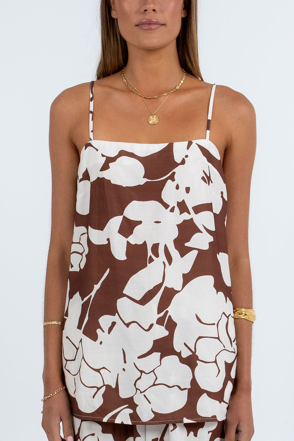 Aleppo Top - Chocolate Brown/Cream Floral Print