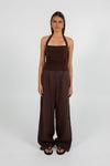COMING SOON - Vivien Linen Pant - Chocolate Brown