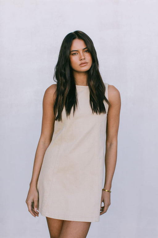 DISPATCH 07.05.25 - Blaire Mini Denim Dress - Sand