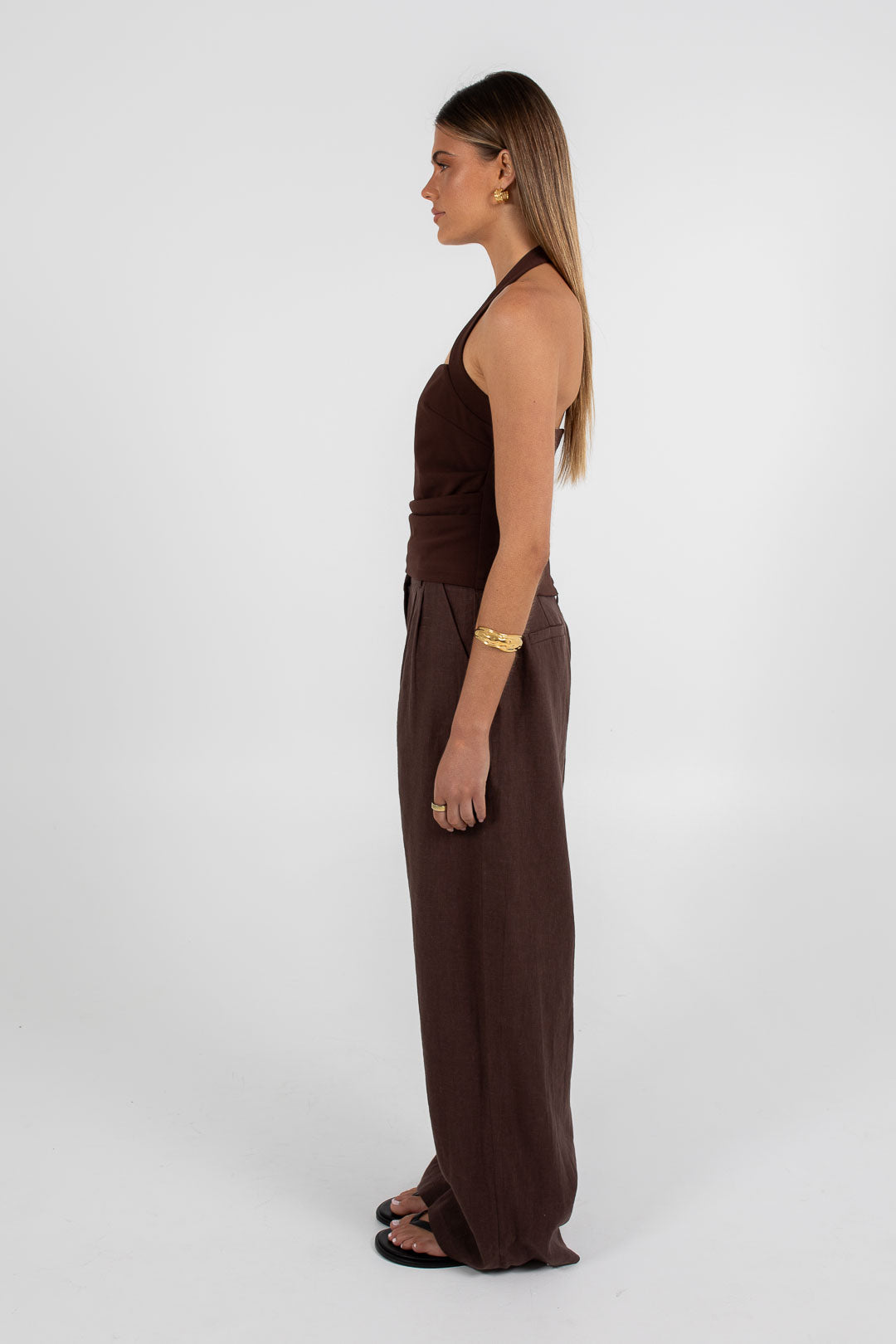 COMING SOON - Vivien Linen Pant - Chocolate Brown
