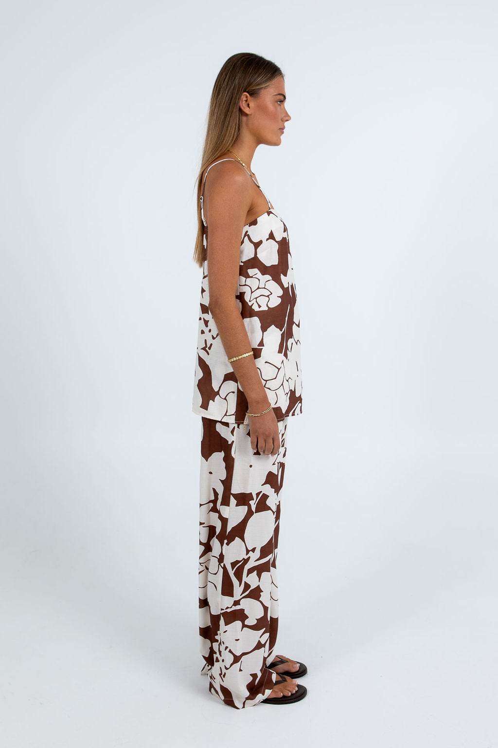 Aleppo Top - Chocolate Brown/Cream Floral Print