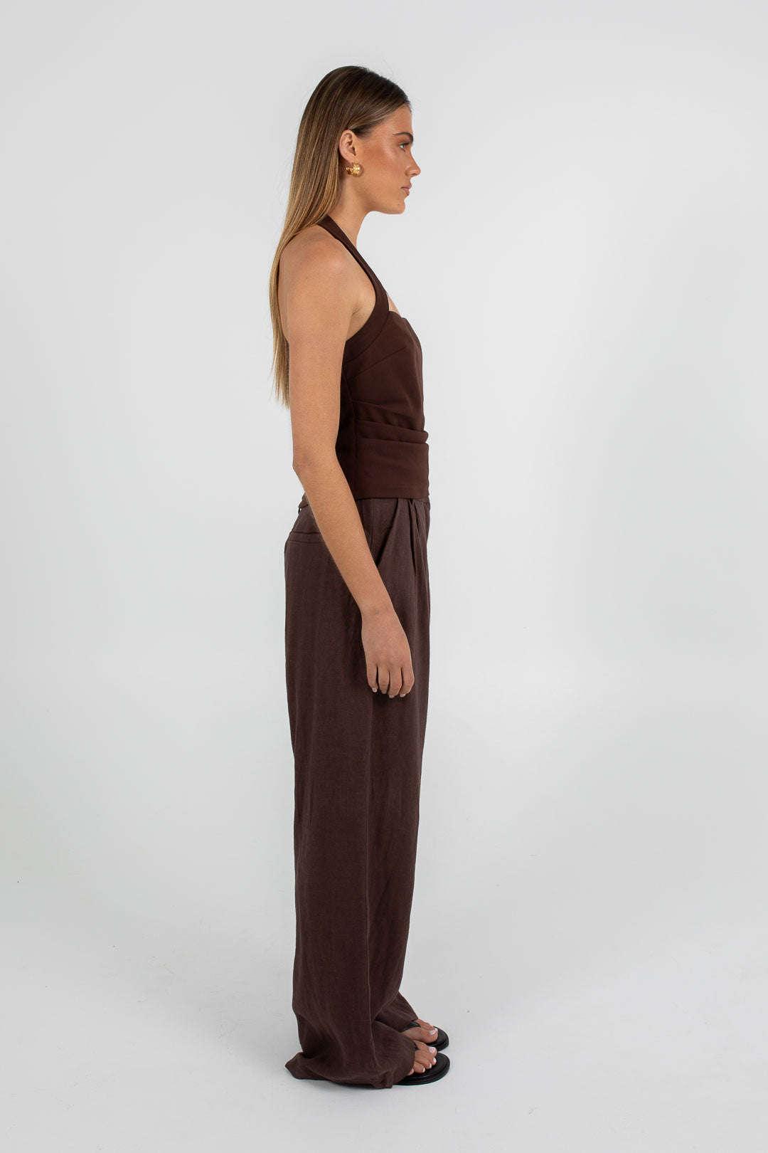 COMING SOON - Vivien Linen Pant - Chocolate Brown