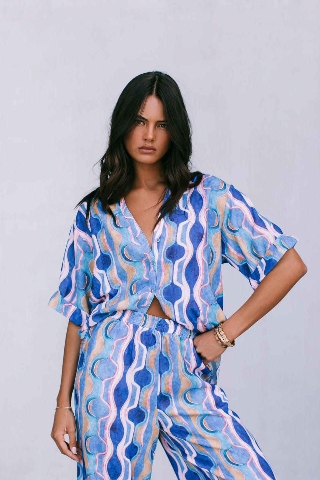 Santorini Pants Greece Print