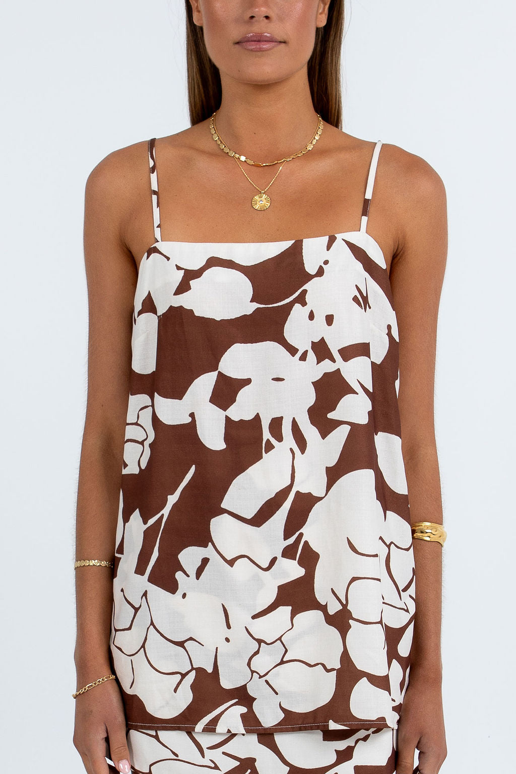 Aleppo Top - Chocolate Brown/Cream Floral Print