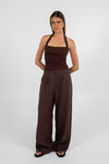 COMING SOON - Vivien Linen Pant - Chocolate Brown