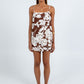 Valletta Mini Skirt - Chocolate Brown/Cream Floral Print