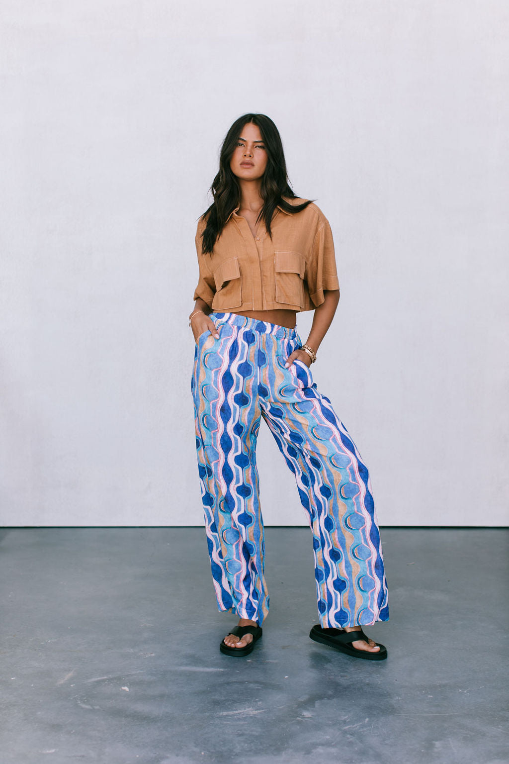 Santorini Pants Greece Print