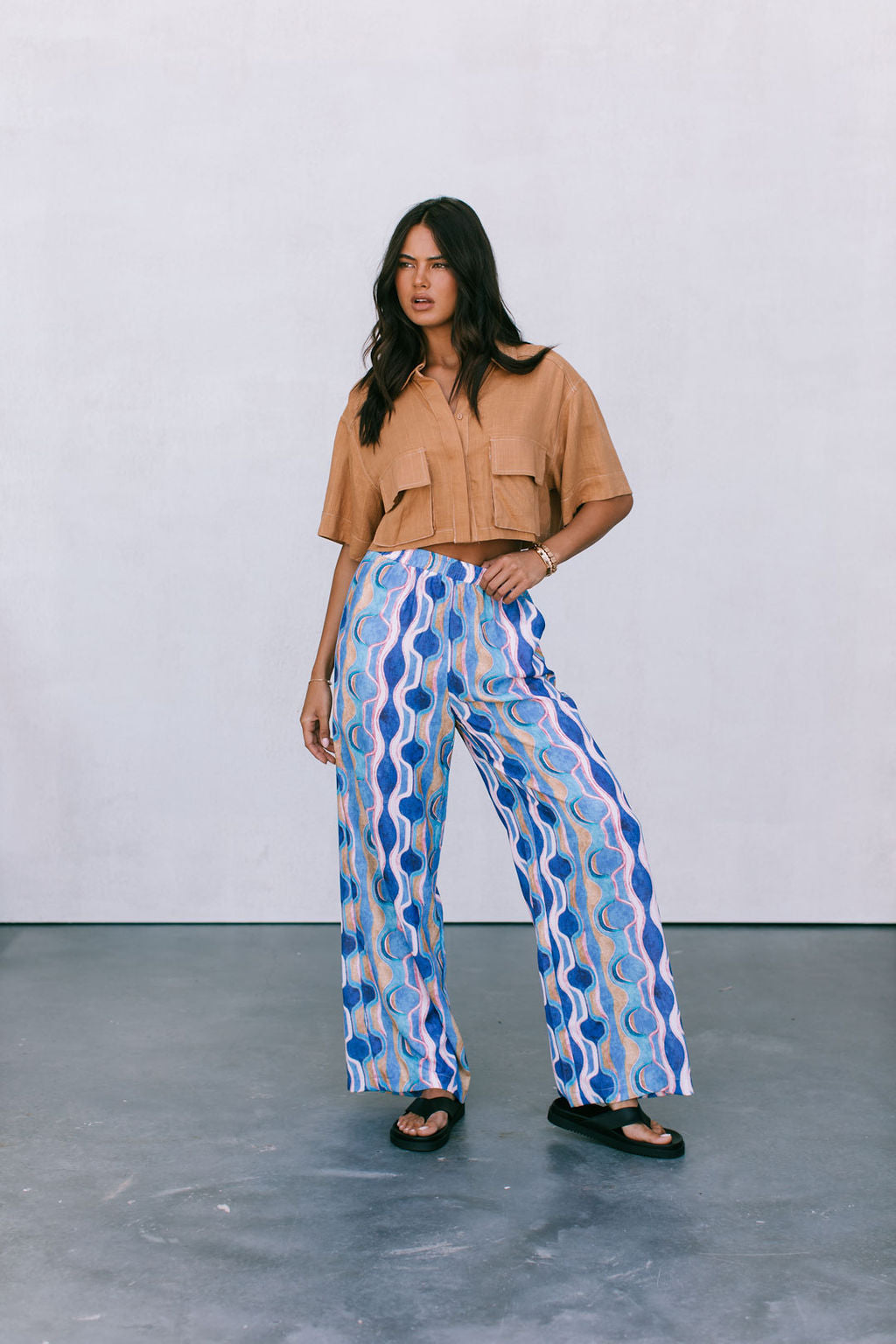 Santorini Pants - Greece Print