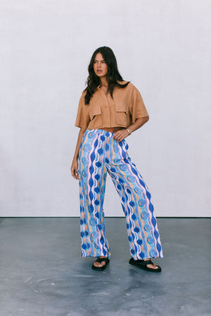 Santorini Pants - Greece Print