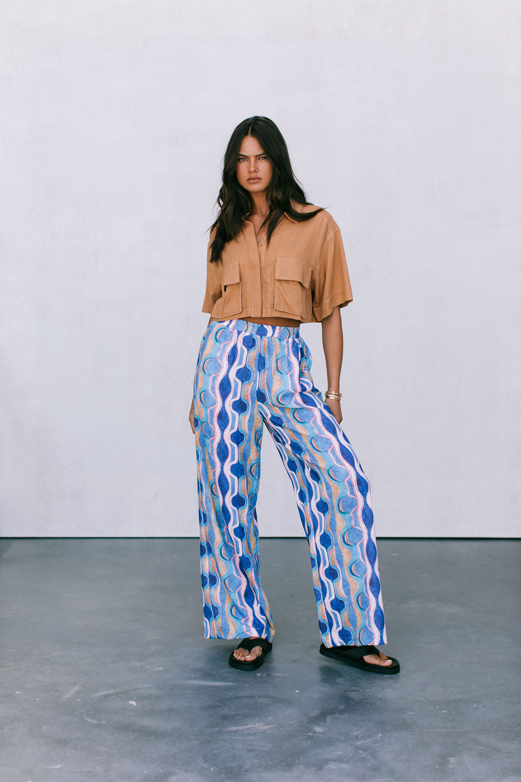 Santorini Pants - Greece Print