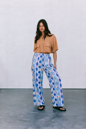 Santorini Pants - Greece Print