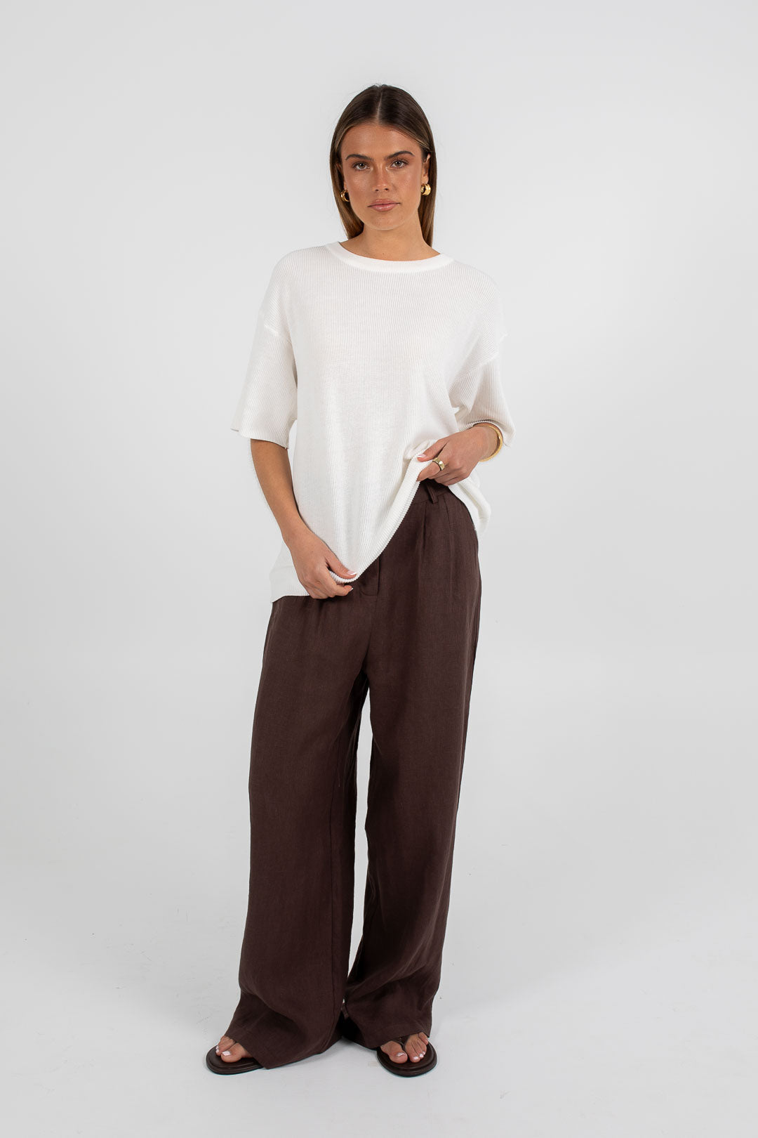 COMING SOON - Vivien Linen Pant - Chocolate Brown