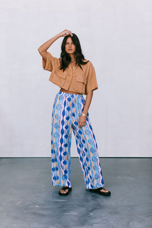 Santorini Pants - Greece Print