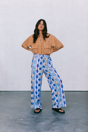 Santorini Pants - Greece Print