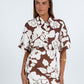 Petra Shirt - Chocolate Brown/Cream Floral Print