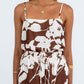 Aleppo Top - Chocolate Brown/Cream Floral Print