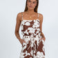 Ballie Short - Chocolate Brown/Cream Floral Print