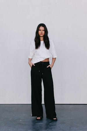 Fiah Relaxed Pants - Black/Cream Stripe