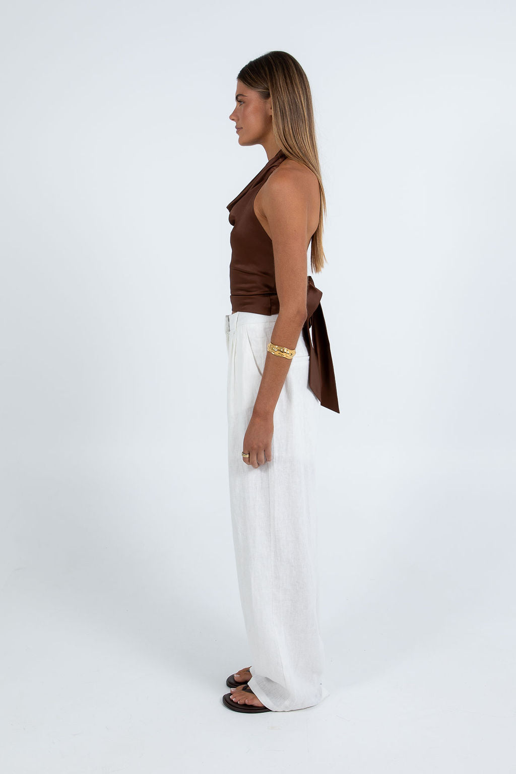 Vivien Linen Pant - White