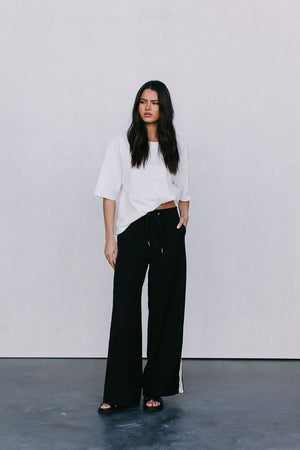 Fiah Relaxed Pants - Black/Cream Stripe