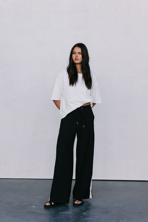 Fiah Relaxed Pants - Black/Cream Stripe