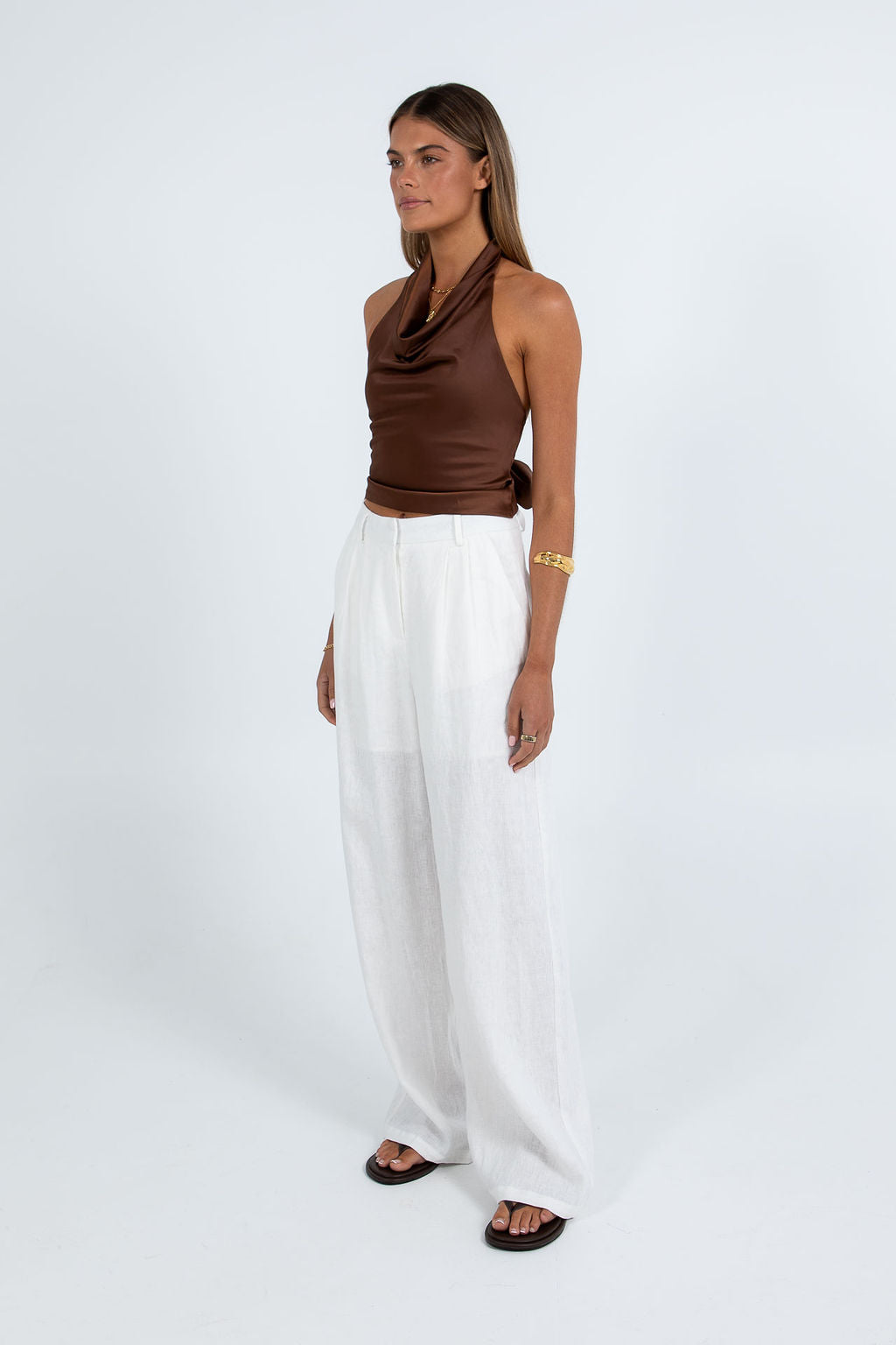 Vivien Linen Pant - White