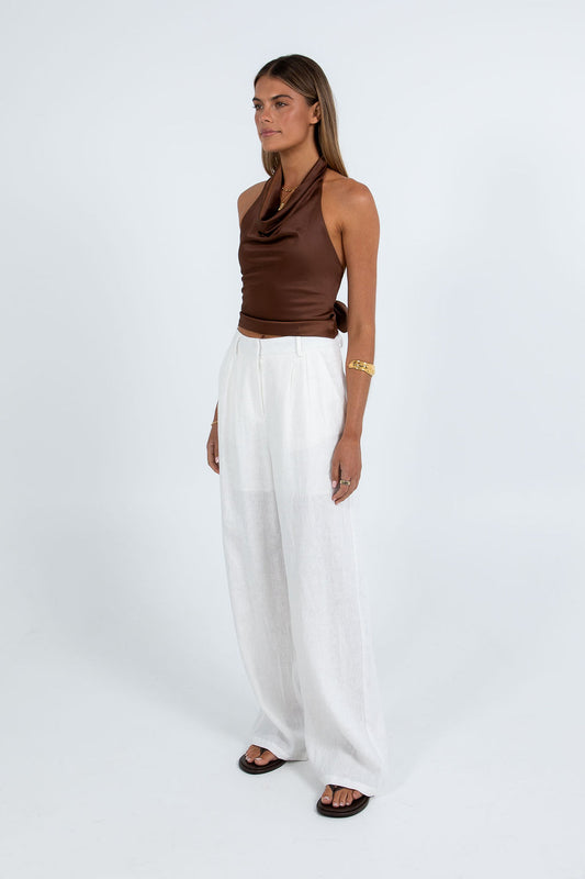 Vivien Linen Pant - White