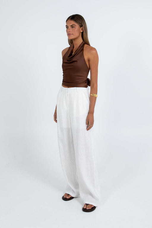 Vivien Linen Pant - White