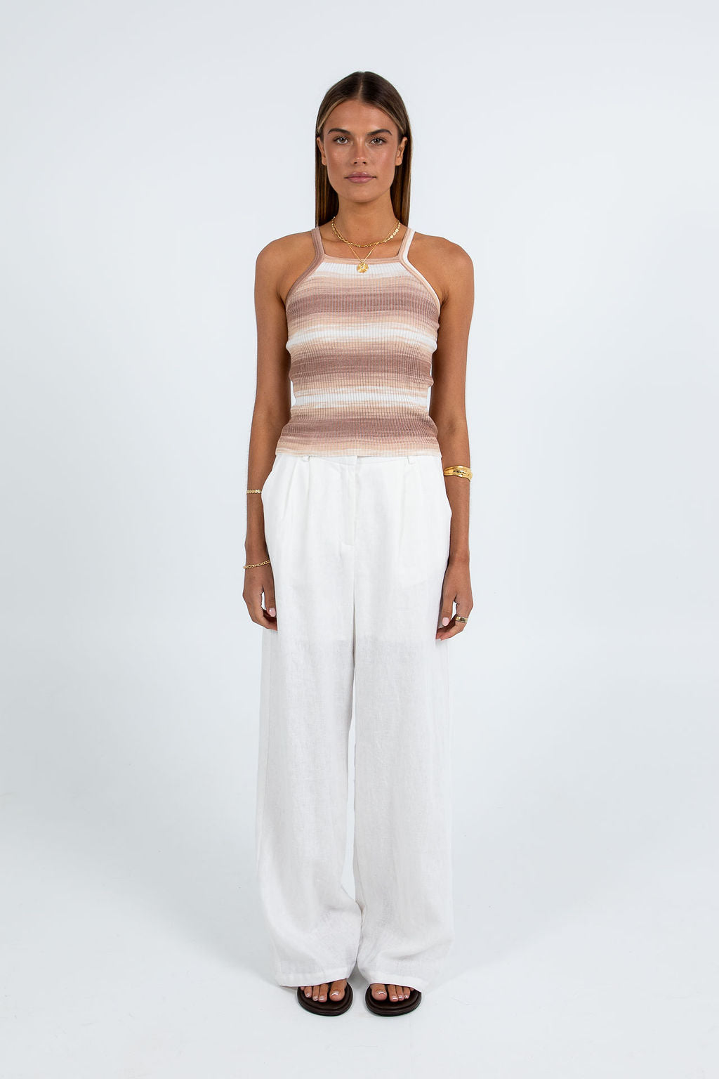 Vivien Linen Pant - White