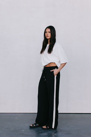 Fiah Relaxed Pants - Black/Cream Stripe