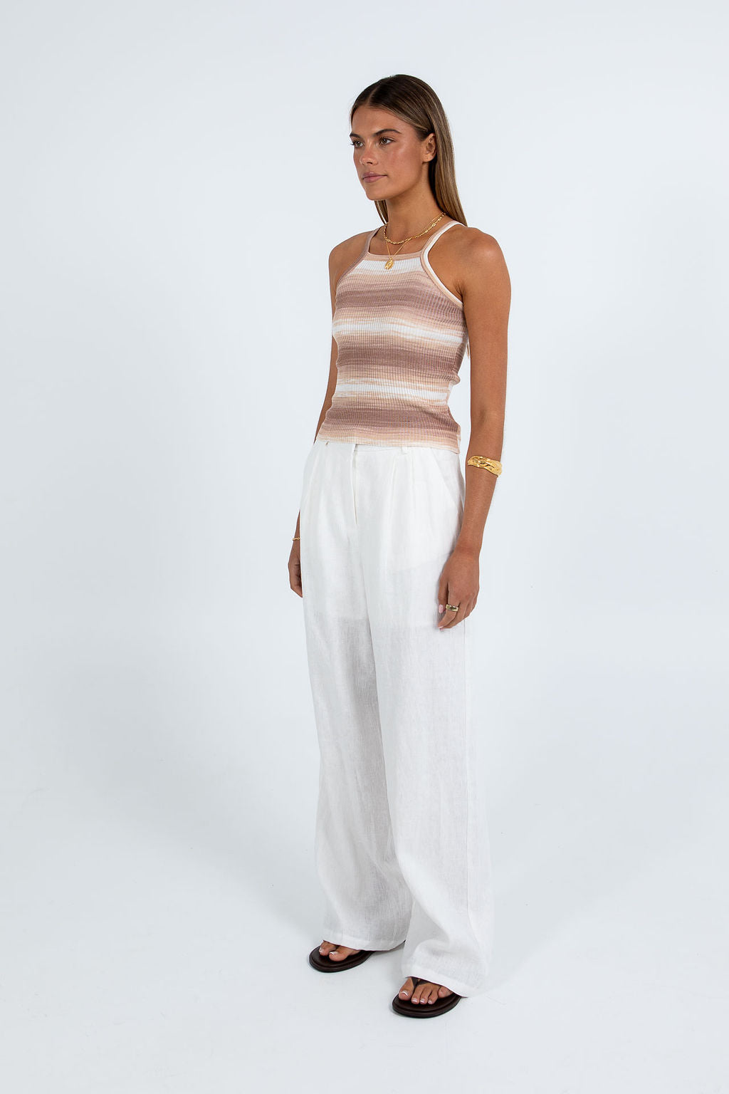 Vivien Linen Pant - White