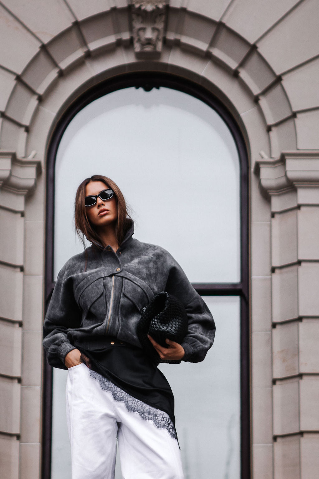 PRE ORDER Aliyah Bomber Jacket Charcoal