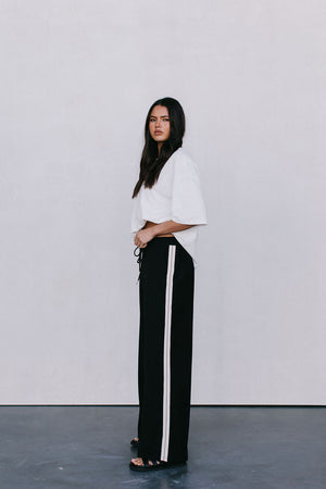Fiah Relaxed Pants - Black/Cream Stripe