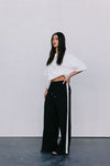 Fiah Relaxed Pants - Black/Cream Stripe